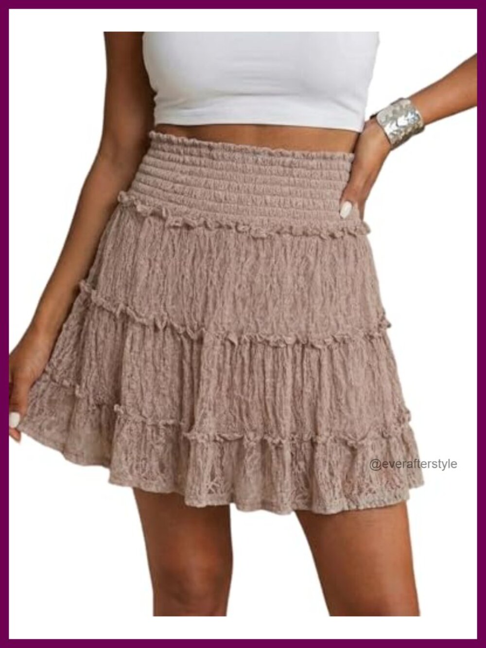 High Waisted Lace Mini Skirt with Shorts Flowy A-Line Skort